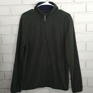 G.H. Bass & Co Green Fleece Half Zip Mock Neck Pullover. Size Medium